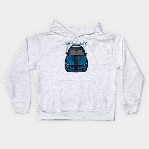Mustang Shelby GT350 R - Blue and Black Kids Hoodie by V8social